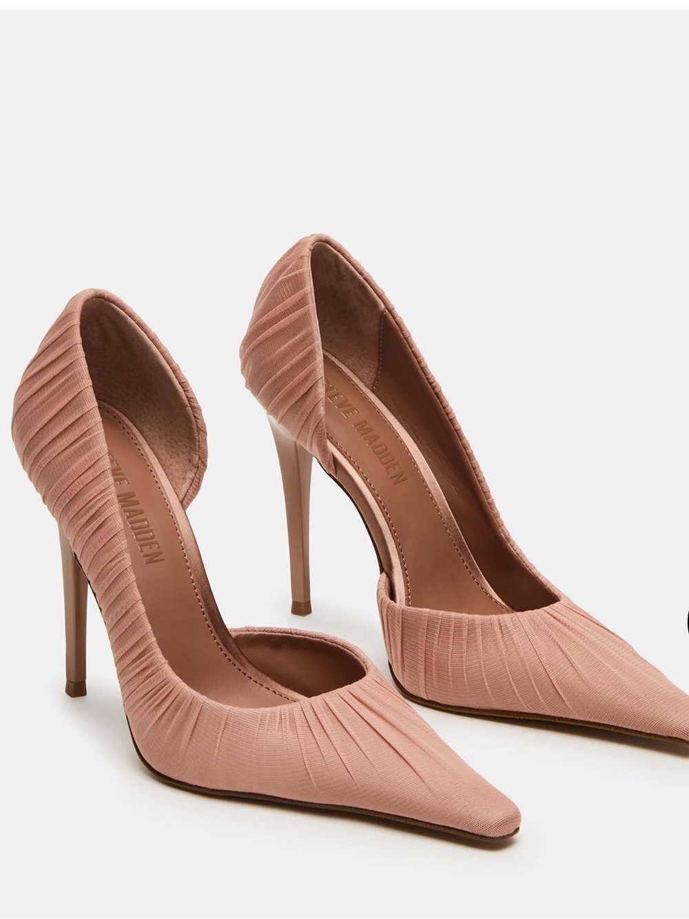 Steve Madden Blush Ribbed Pointed-Toe D'Orsay Heels